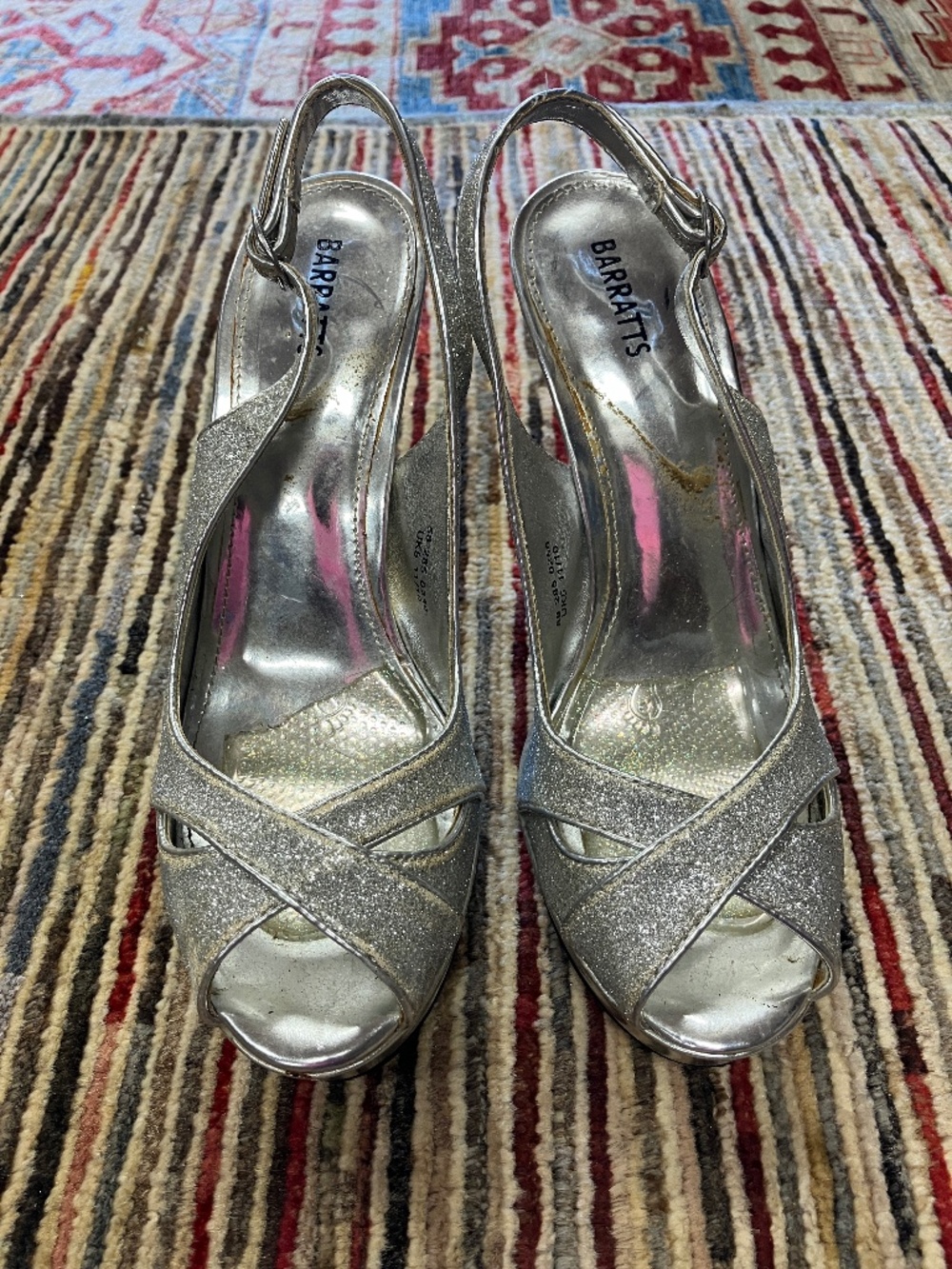 Women's Barratts UK Basic Silver Glitter Heels - USA 7